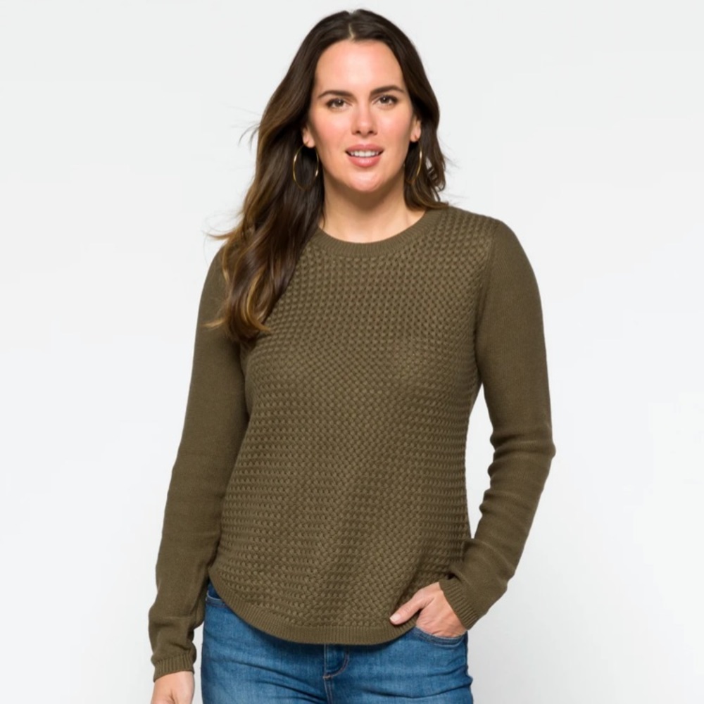 Lety & Me Josey Elbow Patch Sweater - Olive Green